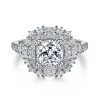 Best Gabriel & Co. Brocade - 14K White Gold Cushion Double Halo Diamond Engagement Ring