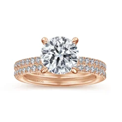 Hot Gabriel & Co. Broderick - 14K Rose Gold Round Diamond Engagement Ring