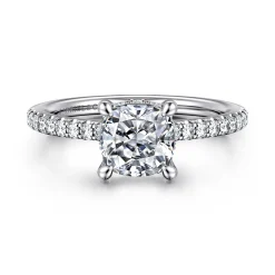Hot Gabriel & Co. Broderick - 14K White Gold Cushion Cut Diamond Engagement Ring