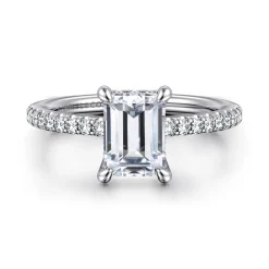 Hot Gabriel & Co. Broderick - 14K White Gold Emerald Cut Diamond Engagement Ring