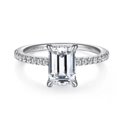 Best Gabriel & Co. Broderick - 14K White Gold Emerald Cut Diamond Engagement Ring