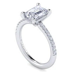 Best Gabriel & Co. Broderick - 14K White Gold Emerald Cut Diamond Engagement Ring