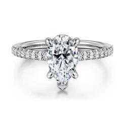 Gabriel & Co. Broderick - 14K White Gold Pear Shape Diamond Engagement Ring