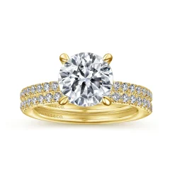 Clearance Gabriel & Co. Broderick - 14K Yellow Gold Round Diamond Engagement Ring