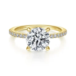 Clearance Gabriel & Co. Broderick - 14K Yellow Gold Round Diamond Engagement Ring