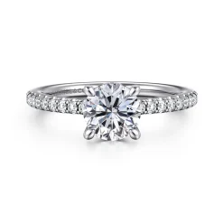 New Gabriel & Co. Broderick - Platinum Round Diamond Engagement Ring