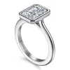 New Gabriel & Co. Brooke - 14K White Gold Emerald Cut Bezel Set Solitaire Diamond Engagement Ring