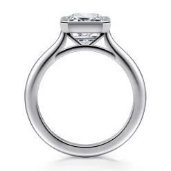 New Gabriel & Co. Brooke - 14K White Gold Emerald Cut Bezel Set Solitaire Diamond Engagement Ring
