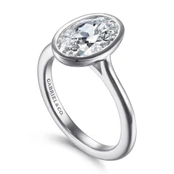 Outlet Gabriel & Co. Brooke - 14K White Gold Oval Cut Bezel Set Solitaire Diamond Engagement Ring
