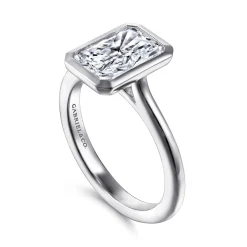 Clearance Gabriel & Co. Brooke - 14K White Gold Radiant Cut Bezel Set Solitaire Diamond Engagement Ring