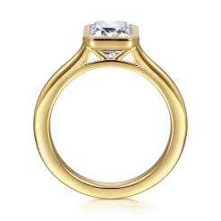 Best Gabriel & Co. Brooke - 14K Yellow Gold Bezel Set Emerald Cut Solitaire Diamond Engagement Ring