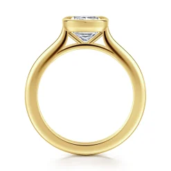 Hot Gabriel & Co. Brooke - 14K Yellow Gold Cushion Cut Bezel Set Solitaire Diamond Engagement Ring
