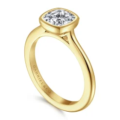 Hot Gabriel & Co. Brooke - 14K Yellow Gold Cushion Cut Bezel Set Solitaire Diamond Engagement Ring