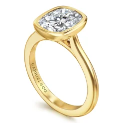 Hot Gabriel & Co. Brooke - 14K Yellow Gold Elongated Cushion Bezel Set Solitaire Diamond Engagement Ring