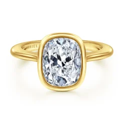 Hot Gabriel & Co. Brooke - 14K Yellow Gold Elongated Cushion Bezel Set Solitaire Diamond Engagement Ring