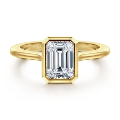 Clearance Gabriel & Co. Brooke - 14K Yellow Gold Emerald Cut Bezel Set Solitaire Diamond Engagement Ring