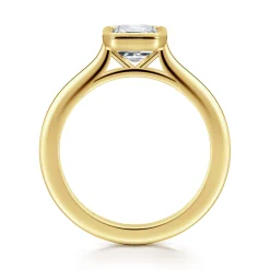 Clearance Gabriel & Co. Brooke - 14K Yellow Gold Emerald Cut Bezel Set Solitaire Diamond Engagement Ring