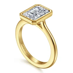 Discount Gabriel & Co. Brooke - 14K Yellow Gold Emerald Cut Bezel Set Solitaire Diamond Engagement Ring