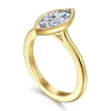 Best Gabriel & Co. Brooke - 14K Yellow Gold Marquise Cut Bezel Set Solitaire Diamond Engagement Ring