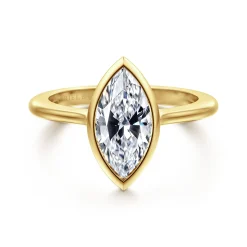 Best Gabriel & Co. Brooke - 14K Yellow Gold Marquise Cut Bezel Set Solitaire Diamond Engagement Ring