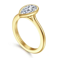 New Gabriel & Co. Brooke - 14K Yellow Gold Pear Cut Bezel Set Solitaire Diamond Engagement Ring