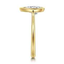 New Gabriel & Co. Brooke - 14K Yellow Gold Pear Cut Bezel Set Solitaire Diamond Engagement Ring
