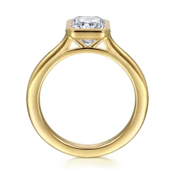 Clearance Gabriel & Co. Brooke - 14K Yellow Gold Radiant Cut Bezel Set Solitaire Diamond Engagement Ring
