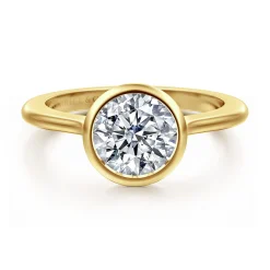 Discount Gabriel & Co. Brooke - 14K Yellow Gold Round Cut Bezel Set Solitaire Diamond Engagement Ring