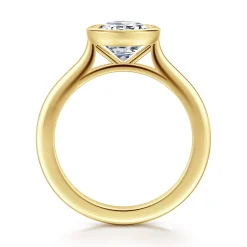 Discount Gabriel & Co. Brooke - 14K Yellow Gold Round Cut Bezel Set Solitaire Diamond Engagement Ring