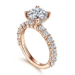 Discount Gabriel & Co. Brosnan - 14K Rose Gold Round Diamond Engagement Ring