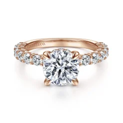 Discount Gabriel & Co. Brosnan - 14K Rose Gold Round Diamond Engagement Ring
