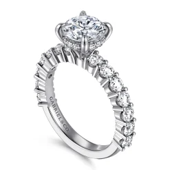 Gabriel & Co. Brosnan - 14K White Gold Round Diamond Engagement Ring