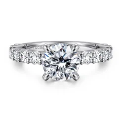 Gabriel & Co. Brosnan - 14K White Gold Round Diamond Engagement Ring