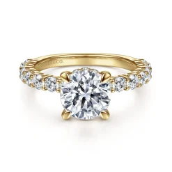 Hot Gabriel & Co. Brosnan - 14K Yellow Gold Round Diamond Engagement Ring
