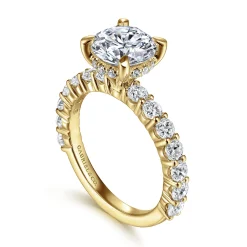 Hot Gabriel & Co. Brosnan - 14K Yellow Gold Round Diamond Engagement Ring
