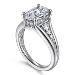 Clearance Gabriel & Co. Bruno - 14K White Gold Oval Diamond Engagement Ring