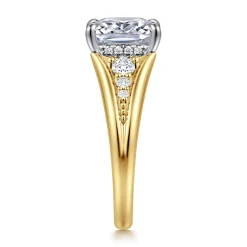 Discount Gabriel & Co. Bruno - 14K White-Yellow Gold Elongated Cushion Diamond Engagement Ring