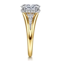 Hot Gabriel & Co. Bruno - 14K White-Yellow Gold Oval Diamond Engagement Ring