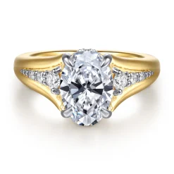 Hot Gabriel & Co. Bruno - 14K White-Yellow Gold Oval Diamond Engagement Ring