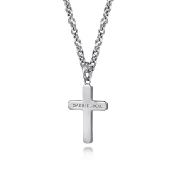 Clearance Gabriel & Co. Brushed Cross Pendant Necklace 925 Sterling Silver