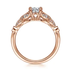 Online Gabriel & Co. Bryce - Vintage Inspired 14K Rose Gold Split Shank Round Diamond Engagement Ring