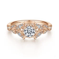 Online Gabriel & Co. Bryce - Vintage Inspired 14K Rose Gold Split Shank Round Diamond Engagement Ring