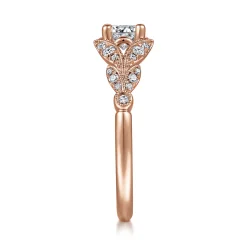 Online Gabriel & Co. Bryce - Vintage Inspired 14K Rose Gold Split Shank Round Diamond Engagement Ring