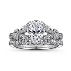 Outlet Gabriel & Co. Bryce - Vintage Inspired 14K White Gold Split Shank Oval Diamond Engagement Ring