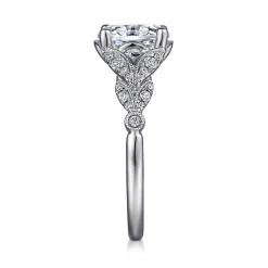 Outlet Gabriel & Co. Bryce - Vintage Inspired 14K White Gold Split Shank Oval Diamond Engagement Ring
