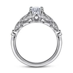 Outlet Gabriel & Co. Bryce - Vintage Inspired 14K White Gold Split Shank Oval Diamond Engagement Ring