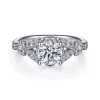 Sale Gabriel & Co. Bryce - Vintage Inspired 14K White Gold Split Shank Round Diamond Engagement Ring