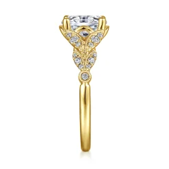 Discount Gabriel & Co. Bryce - Vintage Inspired 14K Yellow Gold Split Shank Oval Diamond Engagement Ring