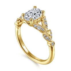 Discount Gabriel & Co. Bryce - Vintage Inspired 14K Yellow Gold Split Shank Oval Diamond Engagement Ring