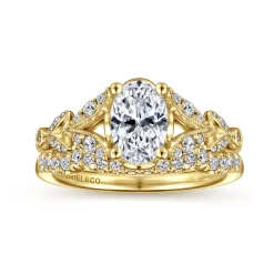 Discount Gabriel & Co. Bryce - Vintage Inspired 14K Yellow Gold Split Shank Oval Diamond Engagement Ring